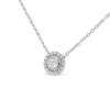 .925 Sterling Silver 1/2 Cttw Round Diamond Halo Circle Pendant 18" Necklace (I-J Color, I2-I3 Clarity)