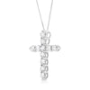 .925 Sterling Silver 1.0 Cttw Prong Set Round-Cut Diamond Cross 18" Pendant Necklace (I-J Color, I2-I3 Clarity)