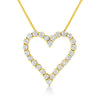 14K Yellow Gold Plated .925 Sterling Silver 2.00 Cttw Shared Prong-Set Round Brilliant-Cut Diamond Open Heart 18" Pendant Necklace (K-L Color, I2-I3 Clarity)