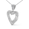 .925 Sterling Silver 1.00 Cttw Baguette and Round Diamond Open Heart Pendant Necklace