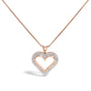 .925 Sterling Silver 1.00 Cttw Diamond Heart 18" Pendant Necklace (I-J Color, I2-I3 Clarity)