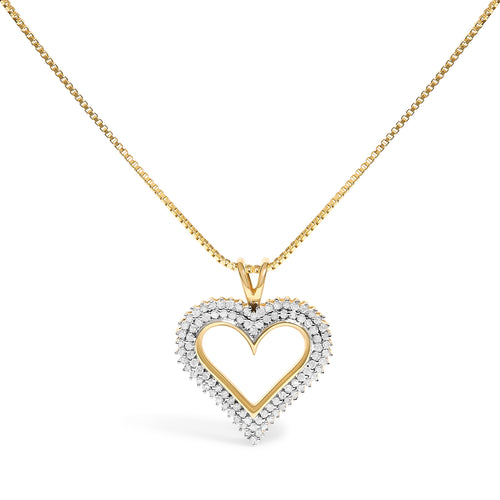 .925 Sterling Silver 1.00 Cttw Diamond Heart 18" Pendant Necklace (I-J Color, I2-I3 Clarity)