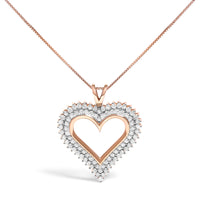 .925 Sterling Silver 1.00 Cttw Diamond Heart 18" Pendant Necklace (I-J Color, I2-I3 Clarity)