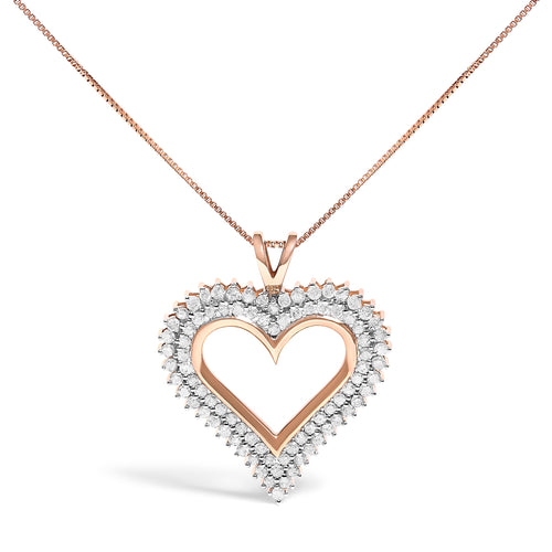 .925 Sterling Silver 1.00 Cttw Diamond Heart 18" Pendant Necklace (I-J Color, I2-I3 Clarity)