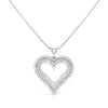 .925 Sterling Silver 1.00 Cttw Diamond Heart 18" Pendant Necklace (I-J Color, I2-I3 Clarity)