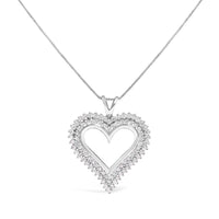 .925 Sterling Silver 1.00 Cttw Diamond Heart 18" Pendant Necklace (I-J Color, I2-I3 Clarity)