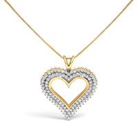 .925 Sterling Silver 1.00 Cttw Diamond Heart 18" Pendant Necklace (I-J Color, I2-I3 Clarity)