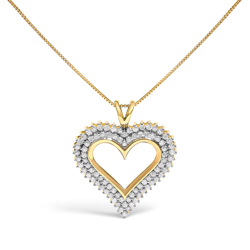 .925 Sterling Silver 1.00 Cttw Diamond Heart 18" Pendant Necklace (I-J Color, I2-I3 Clarity)