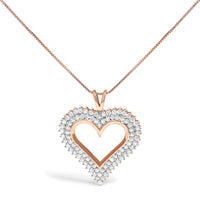 .925 Sterling Silver 1.00 Cttw Diamond Heart 18" Pendant Necklace (I-J Color, I2-I3 Clarity)