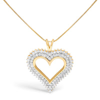 .925 Sterling Silver 1.00 Cttw Diamond Heart 18" Pendant Necklace (I-J Color, I2-I3 Clarity)