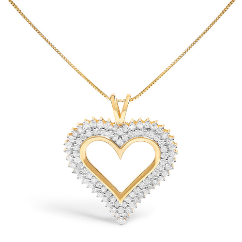 .925 Sterling Silver 1.00 Cttw Diamond Heart 18" Pendant Necklace (I-J Color, I2-I3 Clarity)