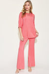 Basic Bae Full Size Bamboo Drop Shoulder T-Shirt and Flare Pants Set