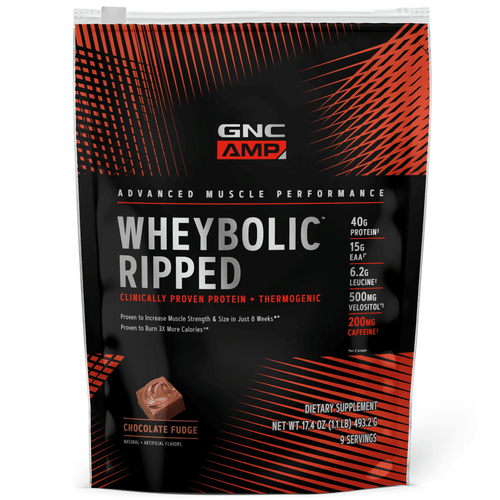 GNC AMP Wheybolic? Ripped Protein Powder, Chocolate Fudge, 1.1 lbs, 40g Whey Protein EasyOptionXY LLC