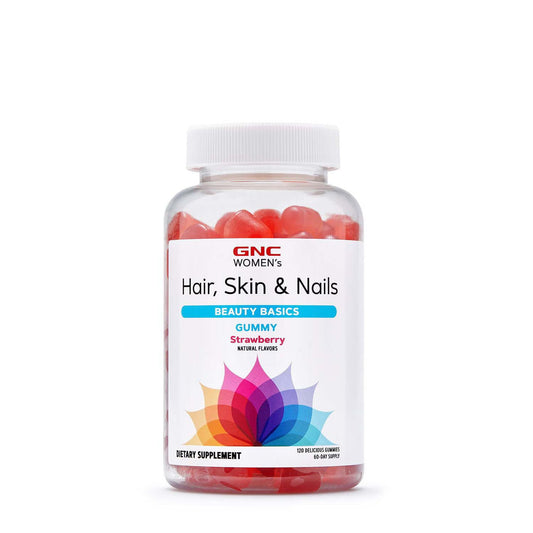 GNC Hair, Skin, & Nails Gummies, 120 Gummies, with 2500 mcg Biotin, Gluten Free, Natural Strawberry Flavor EasyOptionXY LLC
