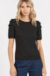 Mittoshop Textured Round Neck Short Sleeve Blouse