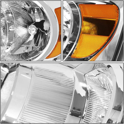 Auto Dynasty Factory Style Headlights Compatible With 0609 Dodge Ram 1500 2500 3500 Driver And Passenger Side Clear Lens Chrome Housing