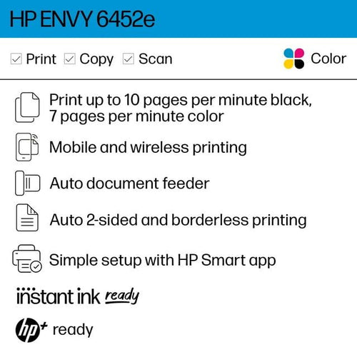 HP ENVY 6452e All-in-One Wireless Color Inkjet Photo Printer with 3 Months Instant Ink Incl with HP+ EasyOptionXY LLC