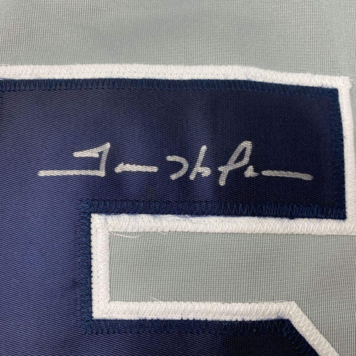 Framed Autographed/Signed Trevor Hoffman 35x39 San Diego Grey Baseball Jersey JSA COA