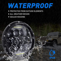 Aaiwa 7 Inch Round LED Headlight Daytime Running Light Dlr High Low Beam For Car Motorcycle With H4 H13 Adapter 2 Pack