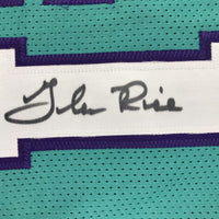 Framed Autographed/Signed Glen Rice 35x39 Charlotte Teal Basketball Jersey PSA/DNA COA