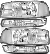 Lbrst Headlight Assembly For Gmc Sierra 1500 19992006 Classic 2007 2500 19992004 Chrome Housing Reflector Clear Lens Driver And Passenger Side Headlamp