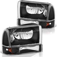 Dwvo Headlight Assembly Compatible With Ford F250 F350 F450 F550 Super Duty Pickup Truck Signal Lamps Chrome Housing Clear Lens Amber Reflector