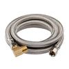 6ft Dishwasher Hose, with attached 90 degree 3/8" comp x 3/8" MIP elbow, Premium Stainless Steel