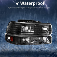 Autosaver88 Headlight Assembly Compatible With 19992002 Chevy Silverado 1500 250020012002 1500hd 2500hd 350020002006 Tahoe Suburban 2500 Headlamp Bumper Lights Black Housing Amber Reflector