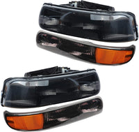 A&P 4PC Chrome Headlight Assembly Clear Lens for Chevy 00-06 Tahoe Suburban 1500 2500/99-02 Silverado 1500 2500/01-02 Silverado 1500HD 2500HD 3500