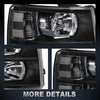 Mostplus Headlight Assembly Compatible With Chevy Chevrolet Silverado 1500 2500 3500 Black Housing Clear Lens Amber Reflector