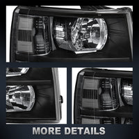 Mostplus Headlight Assembly Compatible With Chevy Chevrolet Silverado 1500 2500 3500 Black Housing Clear Lens Amber Reflector