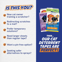 Panther Armor Cat Scratch Furniture Protector – Double Sided Anti Cats Scratching Sticky Tape – 10 Sheets