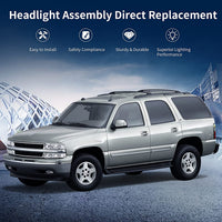 Autosaver88 Headlight Assembly Compatible With 19992002 Chevy Silverado 20002006 Tahoe Suburban Headlamp Bumper Lights Black Housing Reflector Chrome