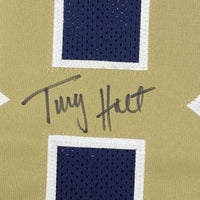 Framed Autographed/Signed Torry Holt 35x39 St. Louis Dark Blue Football Jersey Beckett BAS COA