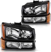 Dwvo Headlight Assembly Compatible With Chevy Silverado Avalanche 1500 2500 3500 Black Clear Housing
