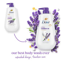 Dove Body Wash with Pump Relax Lavender Oil & Chamomile For 24hr Lotion-Soft Skin Moisturizing Skin Cleanser with No Sulfates No Parabens 30.6 Oz
