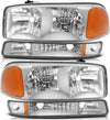 LBRST Headlights Assembly For 1999-2006 GMC Sierra 1500 For 2007-2007 GMC Sierra 1500 Classic Black Housing Clear Reflector Clear Lens Driver & Passenger Side