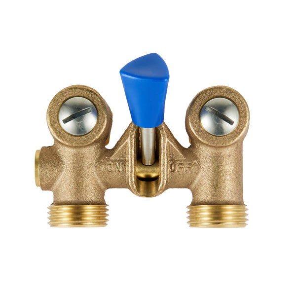1/2" MPT X 3/4" MHT Brass Dual Washing Machine Shut-Off Valve Plumbingsell