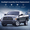Headlights Assembly For 20022005 Dodge Ram Pickup Headlight Replacement Driving Light Chrome Housing Red Reflector Clear Lens
