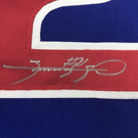 Framed Autographed/Signed Sammy Sosa 35x39 Chicago Blue Baseball Jersey JSA COA