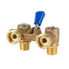 1/2" MPT X 3/4" MHT Brass Dual Washing Machine Shut-Off Valve Plumbingsell