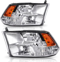 AUTOSAVER88: Montaje de faros delanteros compatible con Dodge Ram 4 puertas 1500 2500 3500, modelo 2009 a 2018. Faro de repuesto para Pickup. Color Negro. Lentes con carcasa transparente.