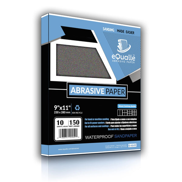 150 Grit Sandpaper Sheets – 10 Pack, 9x11 in, Wet or Dry Use eQualle Sandpaper