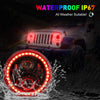 1997-2018 Jeep Wrangler 7 Inch RGB Halo Headlights And Fog Lights Bluetooth Color Control Dot Kits For 19972018 Jk Jku Tj Ljw Ring Drl Amber Turn Signal hi/lo Beam Multicolor