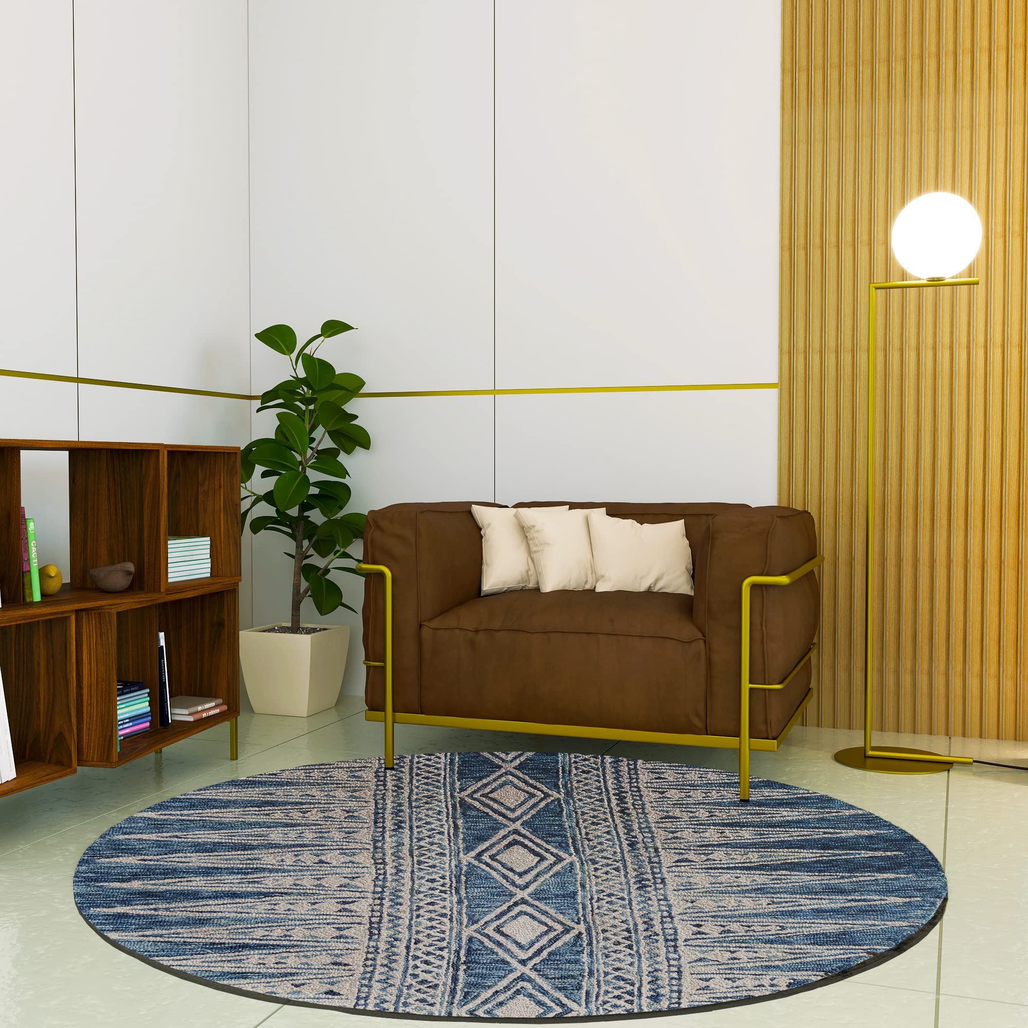 Premium Hand-Tufted Rug Made of 100% Wool - Native Path - 5x5 Feet ...