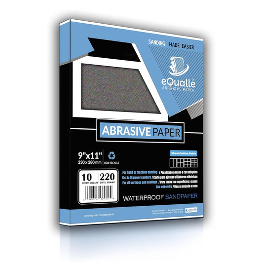 220 Grit Sandpaper Sheets – 10 Pack, 9x11 in, Wet or Dry Use eQualle Sandpaper