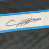 Framed Autographed/Signed Chuba Hubbard 35x39 Carolina Black Football Jersey Beckett BAS COA