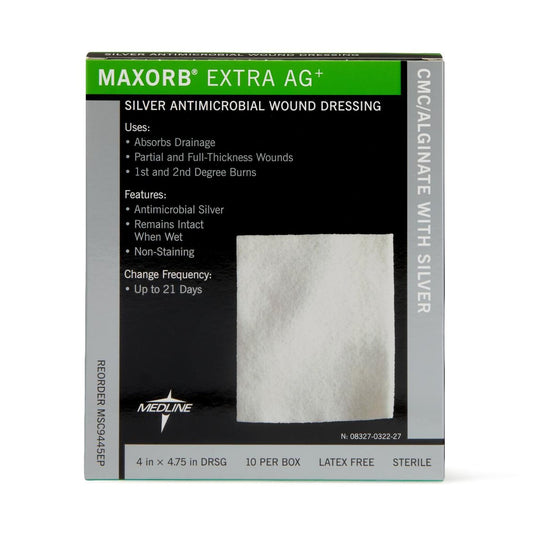 Medline Maxorb Extra Ag+ Alginate Dressing 4" x 4" Box of 10