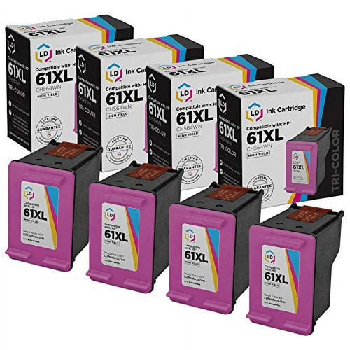 LD Remanufactured Replacement for HP 61XL CH564WN High Yield Tri-Color Ink Cartridge 4-Pack for DeskJet 1000, 1010, 1011, 1012, 1015, 1050, 1051, 1055, 1056, 1510, 1511, 1512, 1513, 1514, 2050, 2510 EasyOptionXY LLC