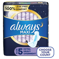 Always Maxi Overnight Pads with Wings; Size 5 Extra Heavy Overnight 36 Ct EasyOptionXY LLC